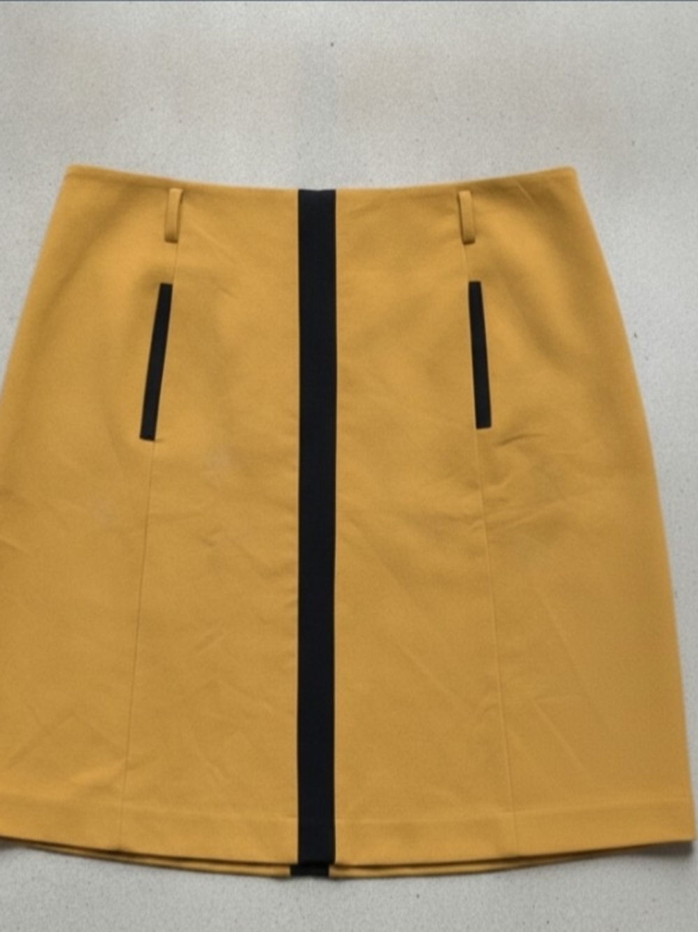 Mustard Mini Skirt with Black Center Stripe